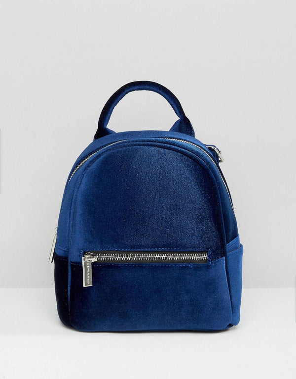 Skinnydip London Cutie Navy Blue Velvet Mini Backpack